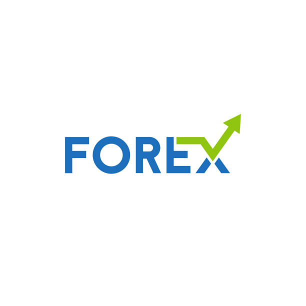 forex-wort mit pfeil vektor icon vorlage - logo grafiken stock-grafiken, -clipart, -cartoons und -symbole