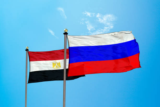istock Russia vs Egypt - Flag on the mast 979579118