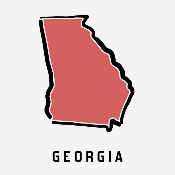 Georgia map outline Georgia map outline - smooth simplified US state shape map vector. georgia stock illustrations