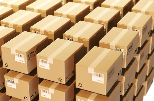 istock 3d cardboard boxes float in the air,The concept of express logistics. 979588678