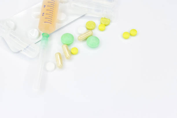 istock Medical preparations close-up on a white background. Background for ads. 979596544