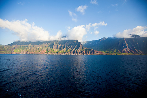 The Napali coast on Kauai, Hawaii as seen from the sea