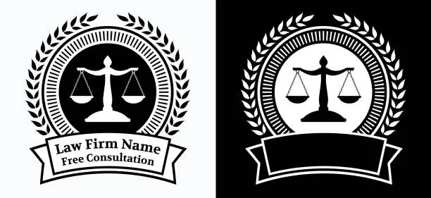 Vector illustration of Law Office Logo Black and White Template