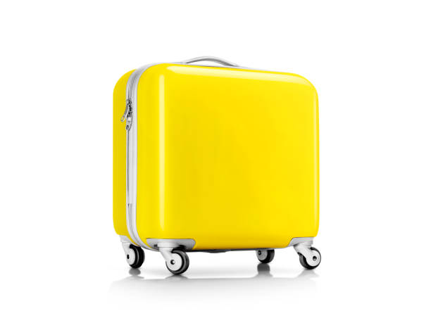 istock Yellow plastic suitcase or luggage for traveler 979654270