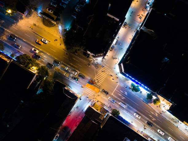 Transaction beautiful road top view at night traffic Transaction beautiful road top view at night traffic kolkata night stock pictures, royalty-free photos & images