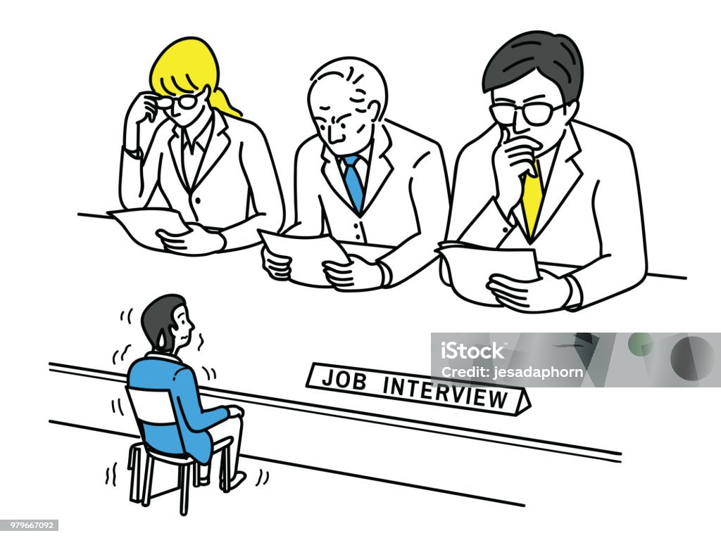 Nervous Applicant In Job Interview Stock Illustration - Download Image Now  - Interview - Event, Job Interview, Anxiety - iStock