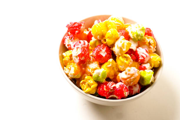 istock Sweet Food - Multi Colored Pop Corn - Isolated on White Background 979674858