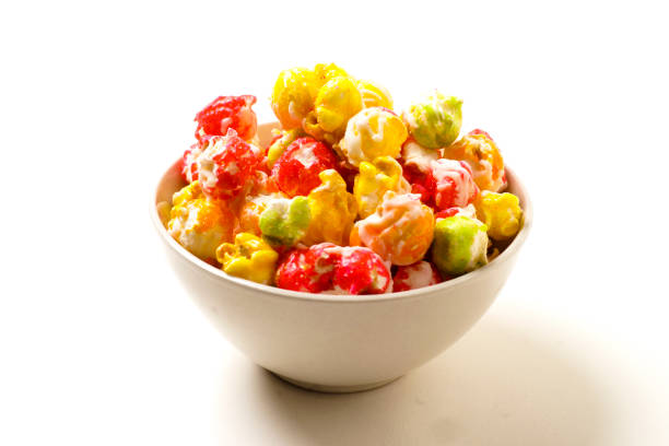 istock Sweet Food - Multi Colored Pop Corn - Isolated on White Background 979674860