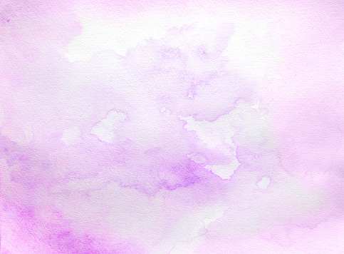 Purple watercolor background hand colored with layers on white watercolor paper