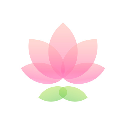 Simple and elegant lotus icon. Abstract waterlily flower shape for yoga or wellness.