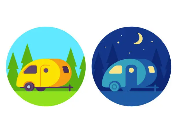 Vector illustration of Retro camping trailer