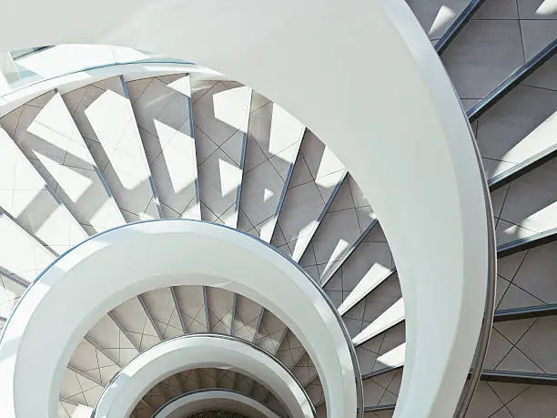 Photo of Directly above modern, spiral staircase