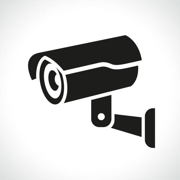 cctv-kamera auf weißem hintergrund - überwachungskamera stock-grafiken, -clipart, -cartoons und -symbole
