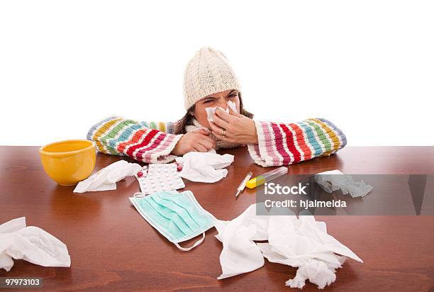 Woman With Flu Symptoms Stock Photo - Download Image Now - Depression - Sadness, Winter, Adult