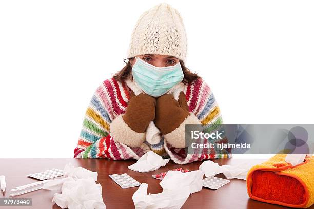 Woman With A Flu Mask Stock Photo - Download Image Now - Adult, Adults Only, Beautiful People