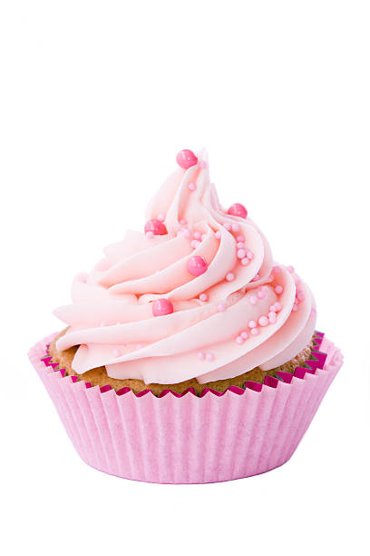 istock Vanilla cupcake in pink holder with pink frosting 97973674