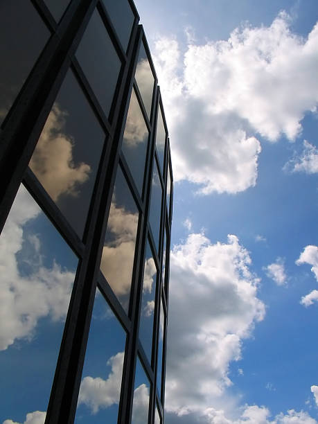 istock Mirror Glass Business Building Sky Reflection Fluffy Clouds Nobody 97974007