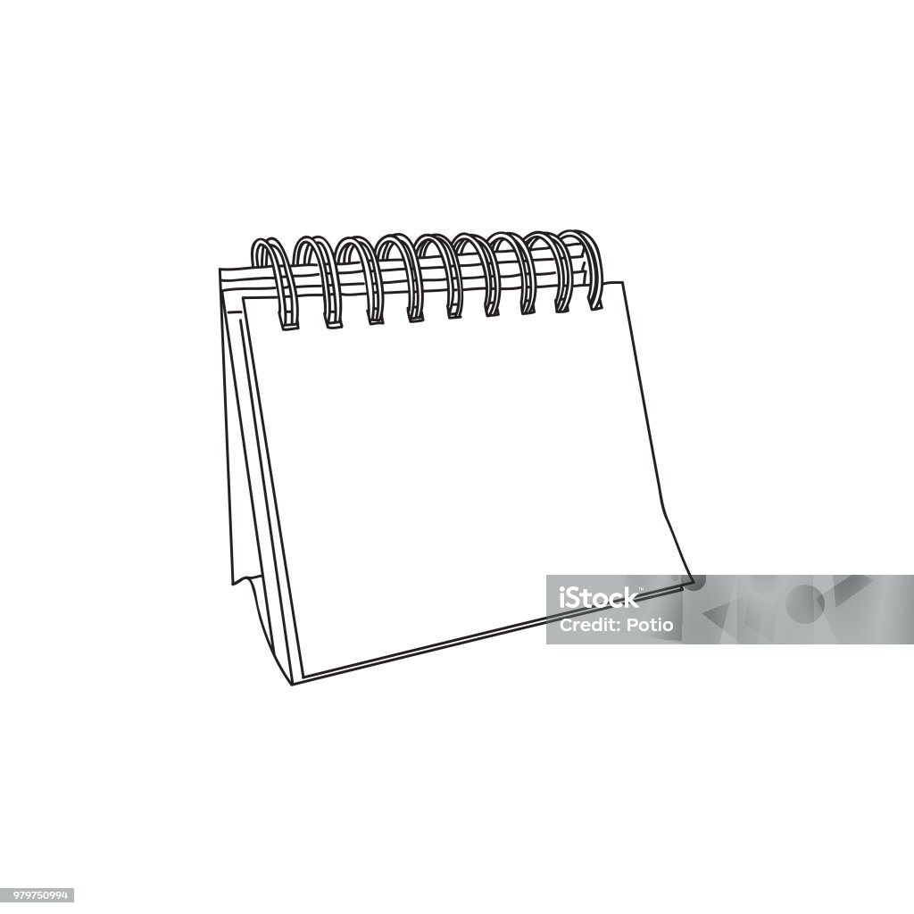 Mini Blank Calendar In Black Line Art Stock Illustration Download