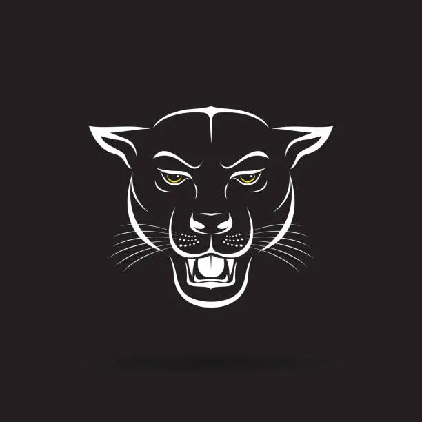 Vector illustration of Vector of an angry panther head on black background. Wild Animals. Vector illustration. Easy editable layered vector illustration.