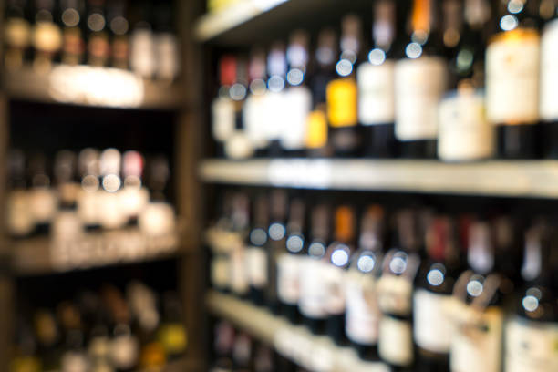 Blurred image of liquor shop for background uses.