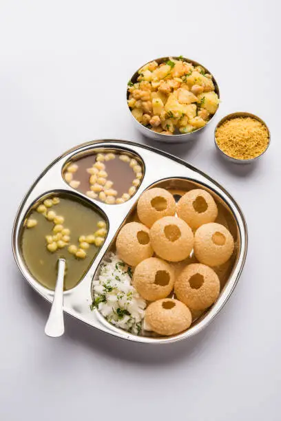 Pani Puri OR Golgappa is a popular Indian Chat menu, selective focus