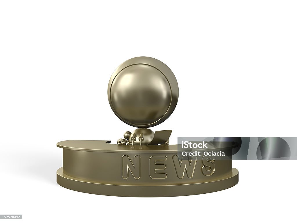 Golden Repórter informa acerca de notícias - Royalty-free Apresentador do Noticiário Foto de stock