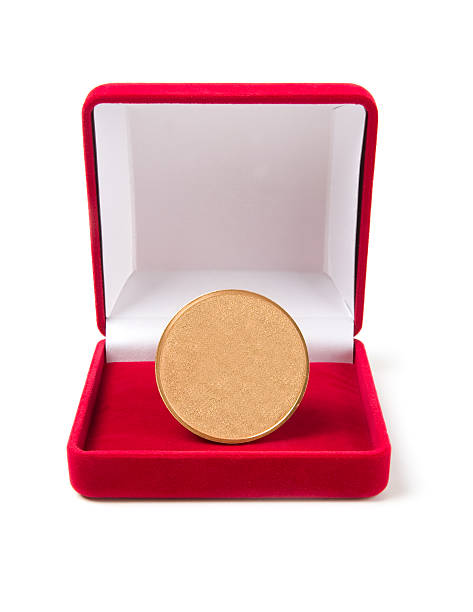 Gold medal in roten Geschenk-box – Foto