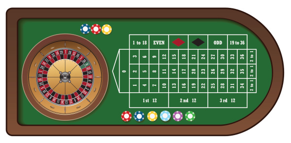 Paper Roulette Game Roulette Game Table With Chips Stock Illustration - Download Image Now ...