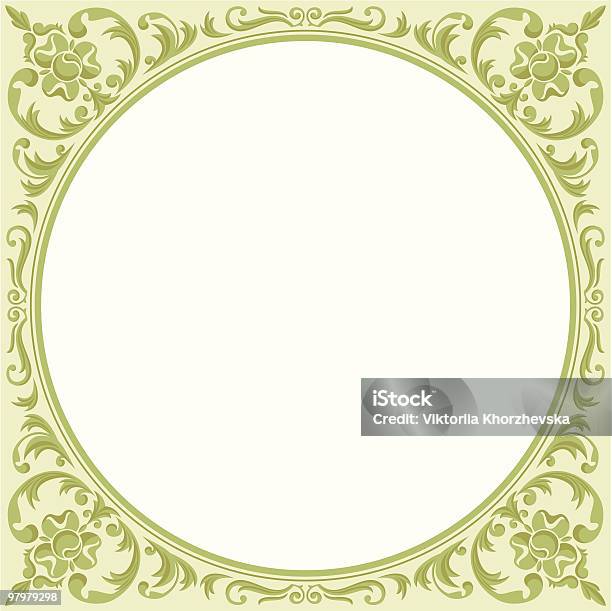 Elegant Green Floral Round Frame Stock Illustration - Download Image Now - Abstract, Art, Art Product