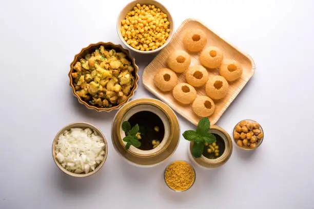 Pani Puri OR Golgappa is a popular Indian Chat menu, selective focus