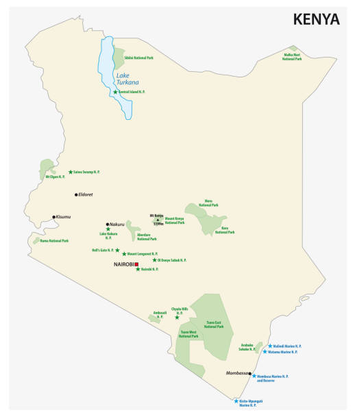 Republic Of Kenya National Park Map Stock Download Image Republic Of Kenya National Park Map 
