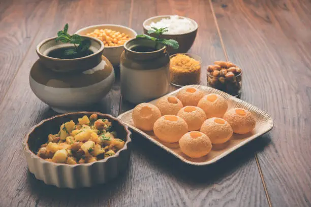 Pani Puri OR Golgappa is a popular Indian Chat menu, selective focus