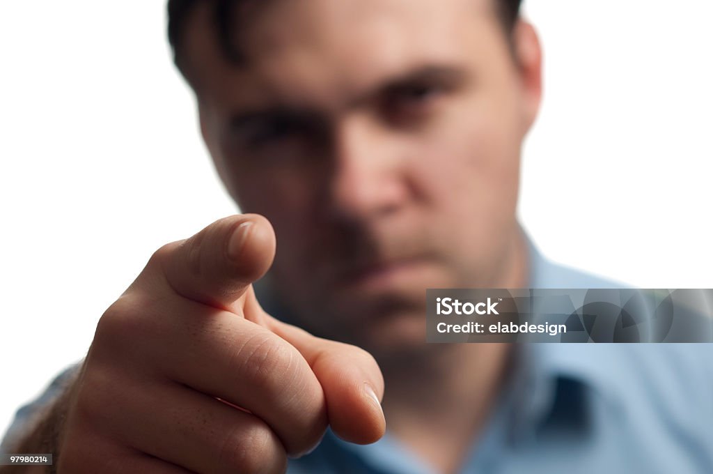 Сердитый человек, указывающий на что-то, с палец, были довольны - Стоковые фото Гнев роялти-фри