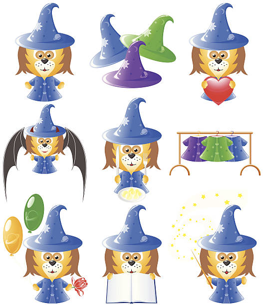 Animals icon set - wizard vector art illustration