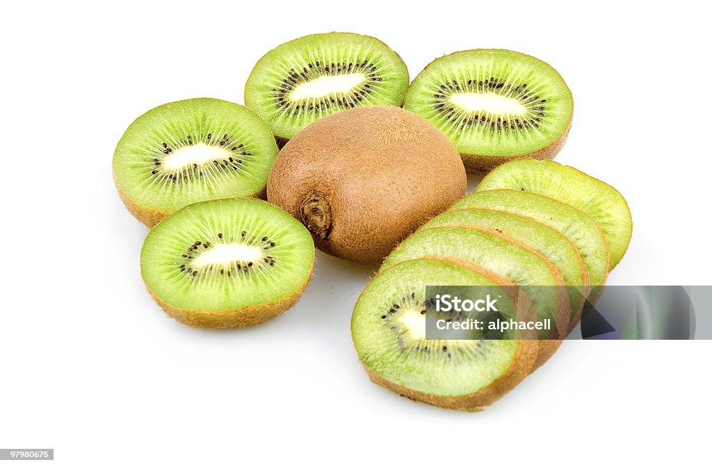 Reife geschnittenen Kiwi-Früchte Isoliert - Lizenzfrei Farbbild Stock-Foto