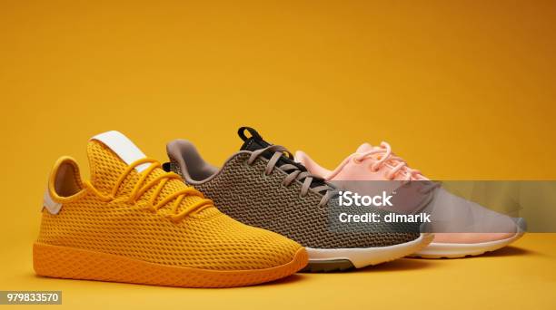 Different Color Running Shoes Stock Photo - Download Image Now - Shoe, Sports Shoe, Store