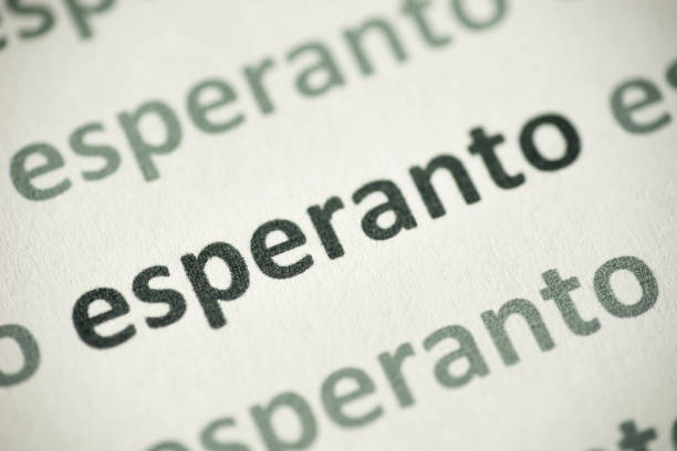 word esperanto printed on white paper macro