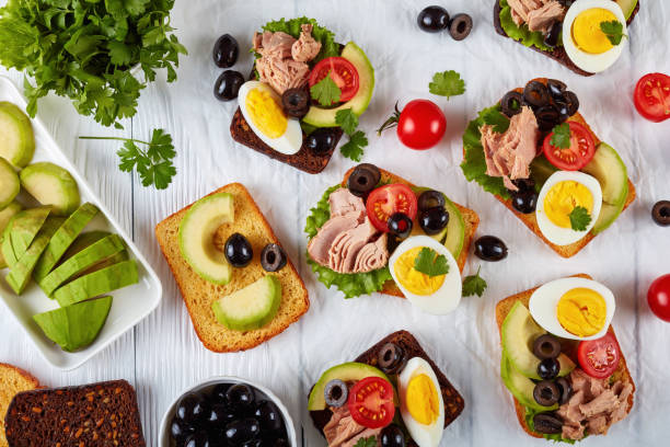 istock toasts with canned tuna on a paper 979900250