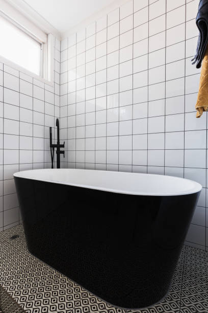 istock Large black stand alone bathtub 979902120