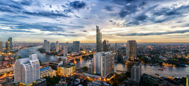 istock Bangkok city and Chao Phraya river panorama view 979905660