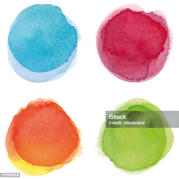 Round Multicolored Watercolor Spots Stock Illustration - Download Image Now - Watercolor Paints, Watercolor Painting, Circle