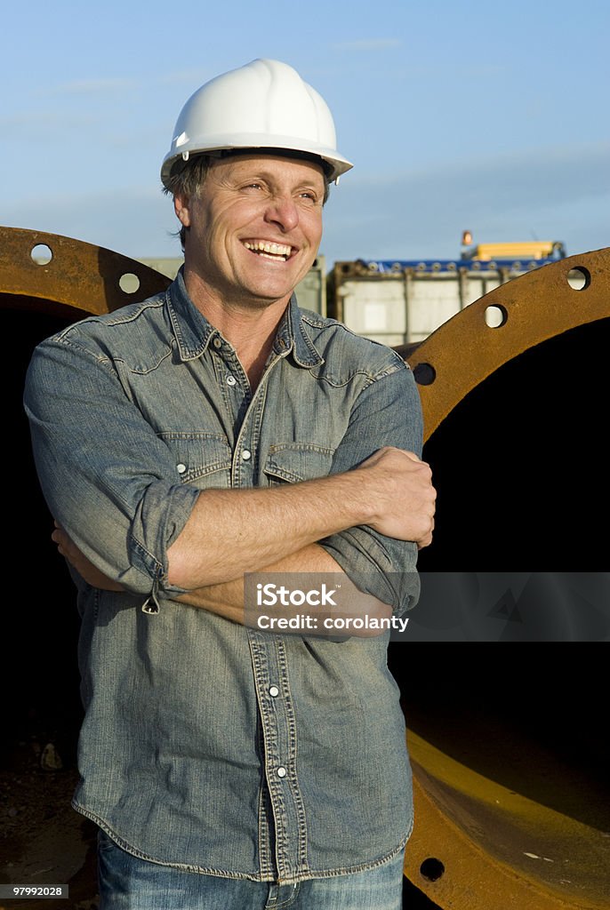 Feliz sorrindo Trabalhador de construção. - Foto de stock de Operário Petroleiro royalty-free