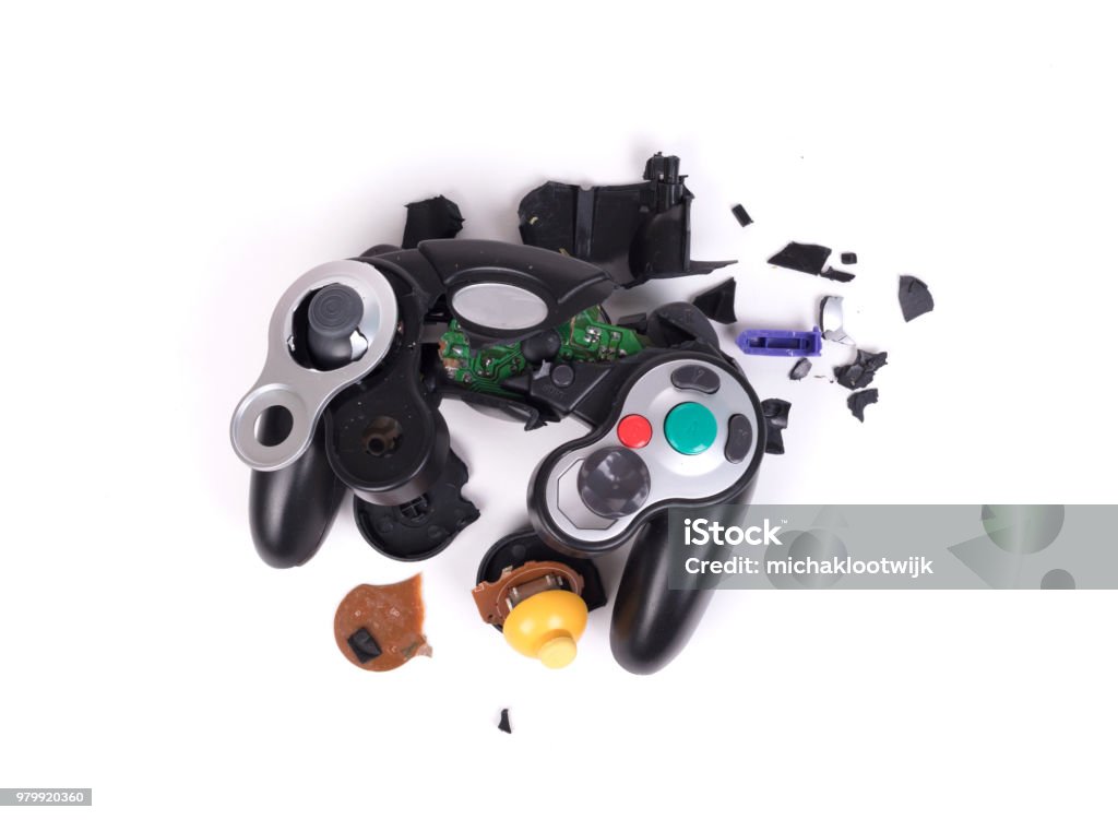 Exploding Video Game Controller Broken Video Game Controller On White Background Stock Photo - Download ...