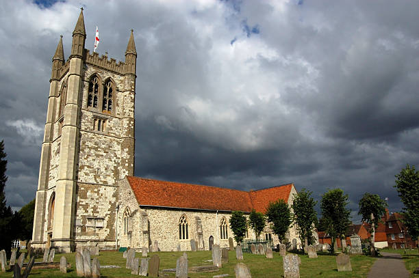 Colour photograph of St Margaret's Church Addington Village West Malling Kent England UK
