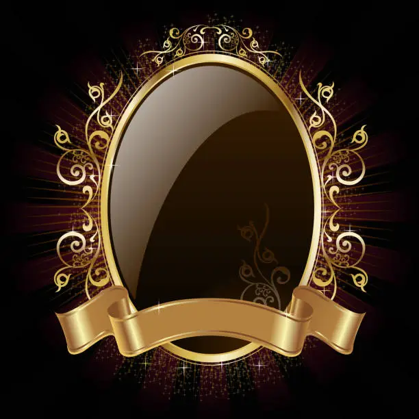 Vector illustration of Elegant Glossy Golden Frame