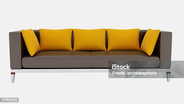 Brown Sofa Isolated On White Stock Photo - Download Image Now - Brown, Color Image, Comfortable