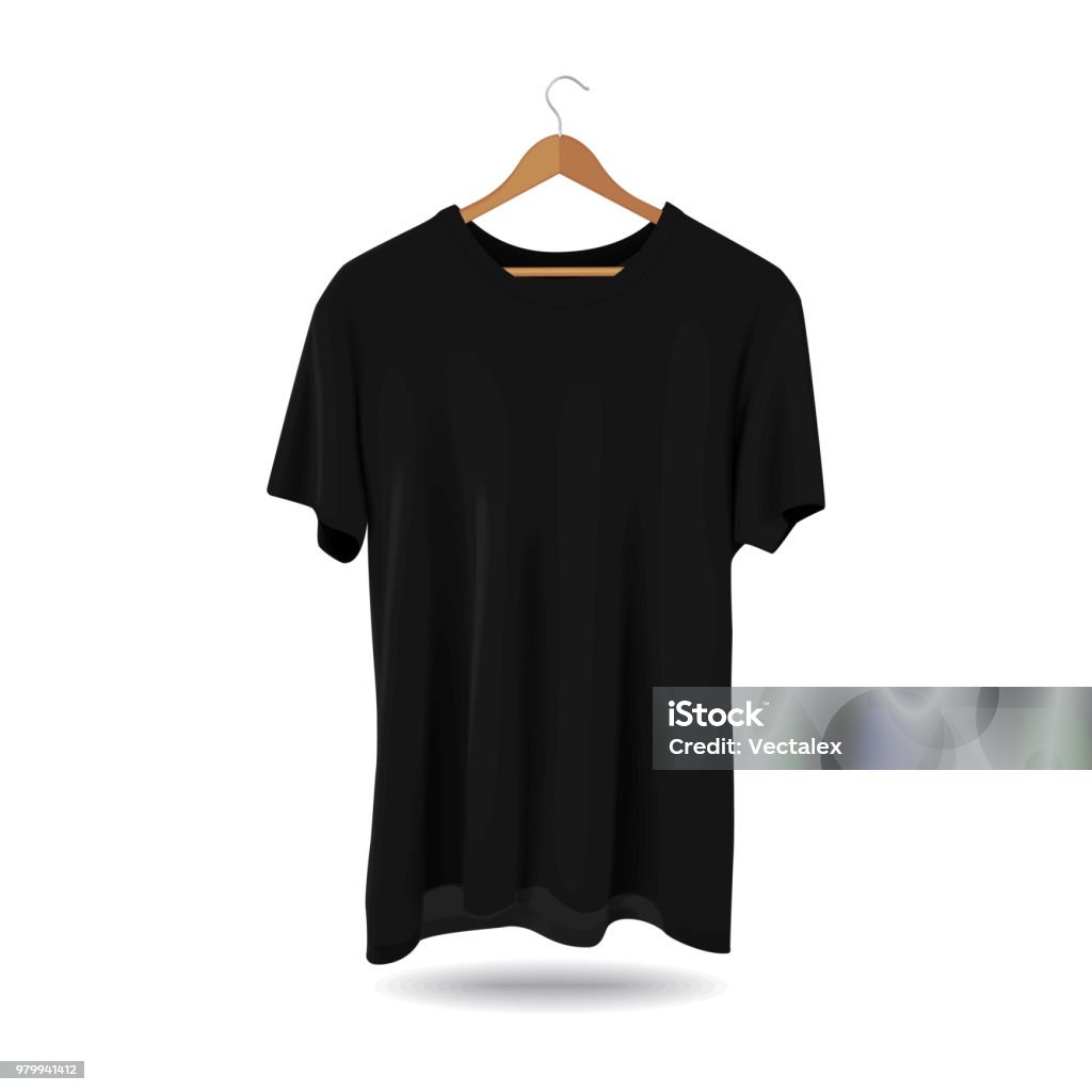 Mock-up T-shirt Sport Template Advertising Store Fashion Casual Apparel Black T-Shirt stock vector