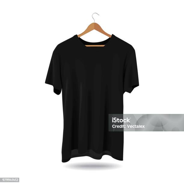 Mockup Tshirt Sport Template Advertising Store Fashion Casual Apparel Black Stock Illustration - Download Image Now