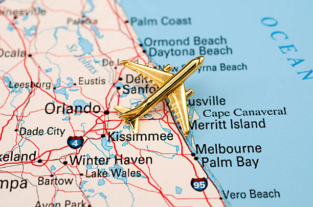 Golden Plane Over Central Florida.  kissimmee stock pictures, royalty-free photos & images