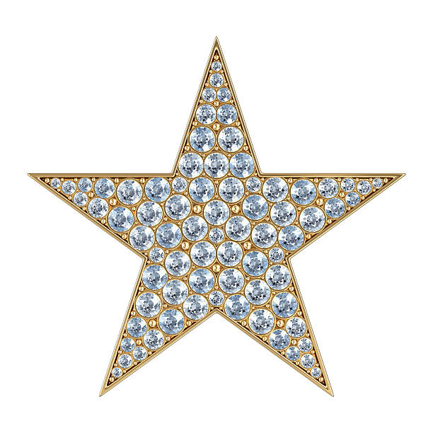 estrela de glamour. isolado a branco - star shape hollywood california gold three dimensional shape imagens e fotografias de stock